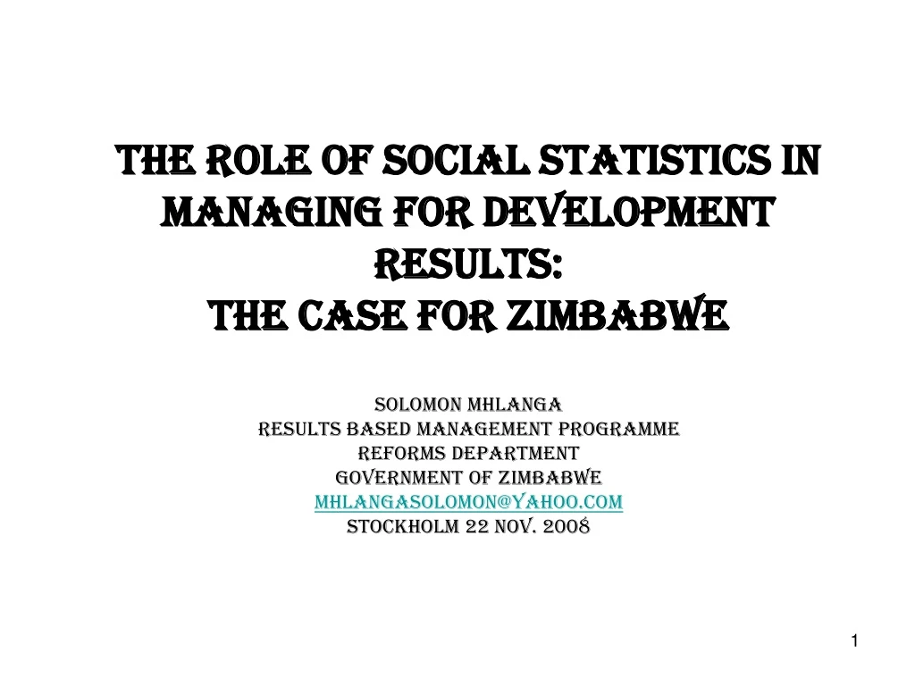 the role of social statistics in managing