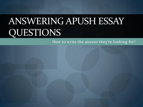 Answering APUSH Essay Questions