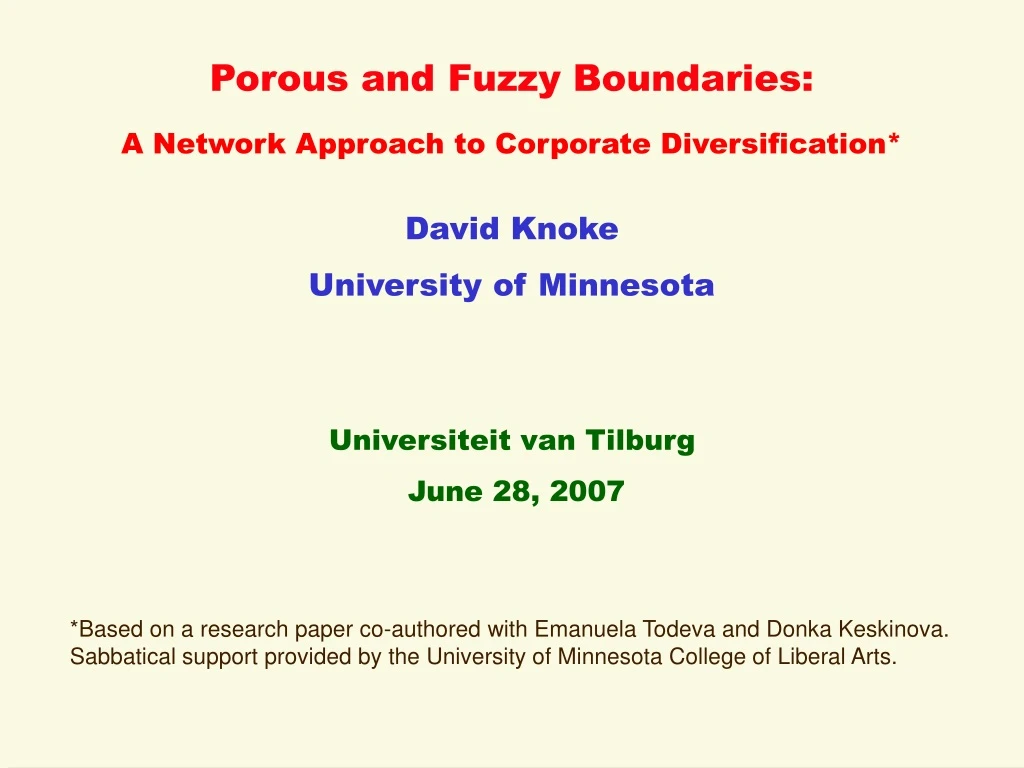 porous and fuzzy boundaries a network approach