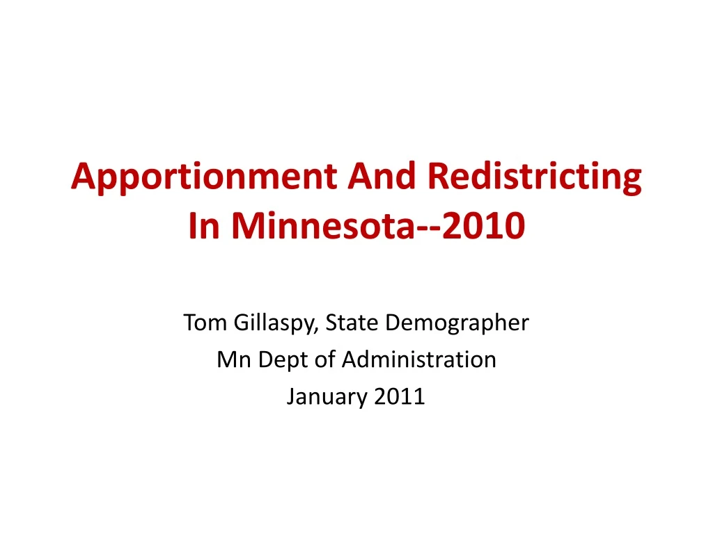 apportionment and redistricting in minnesota 2010