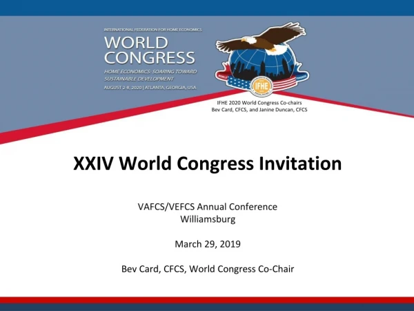 XXIV  World Congress Invitation VAFCS/VEFCS Annual Conference