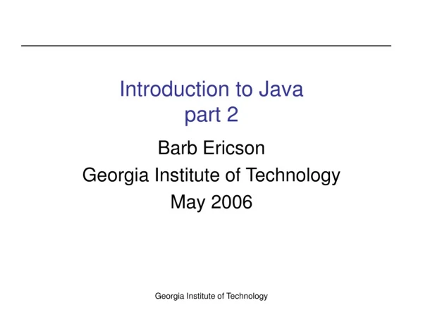 Introduction to Java part 2