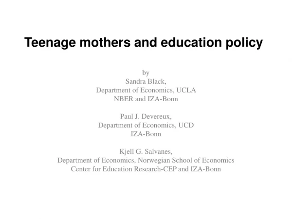 Teenage mothers and education policy