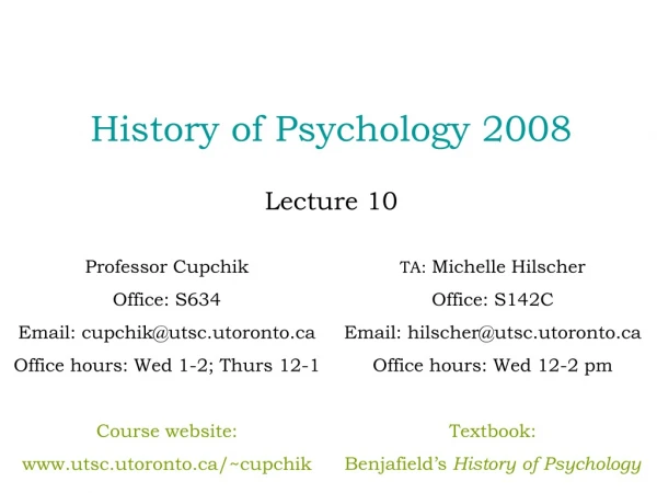 History of Psychology 2008