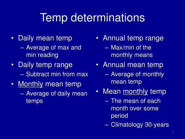 Temp determinations