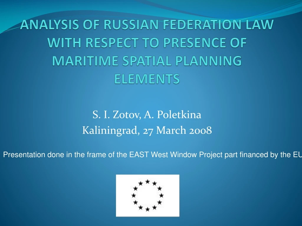 analysis of russian federation law with respect to presence of maritime spatial planning elements