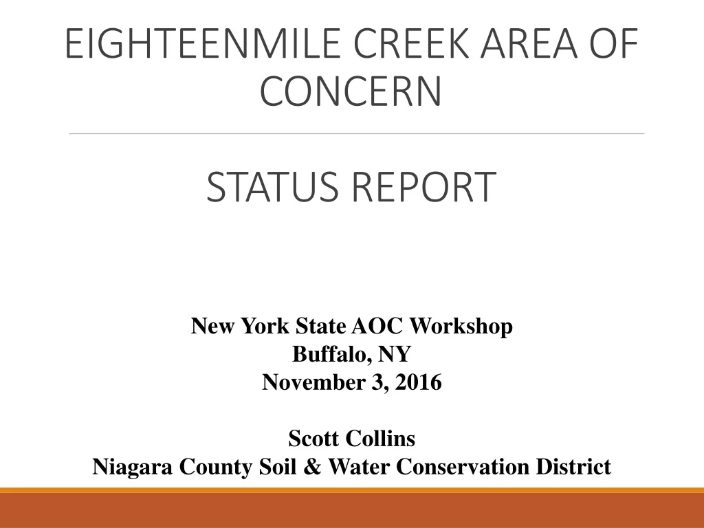 eighteenmile creek area of concern status report