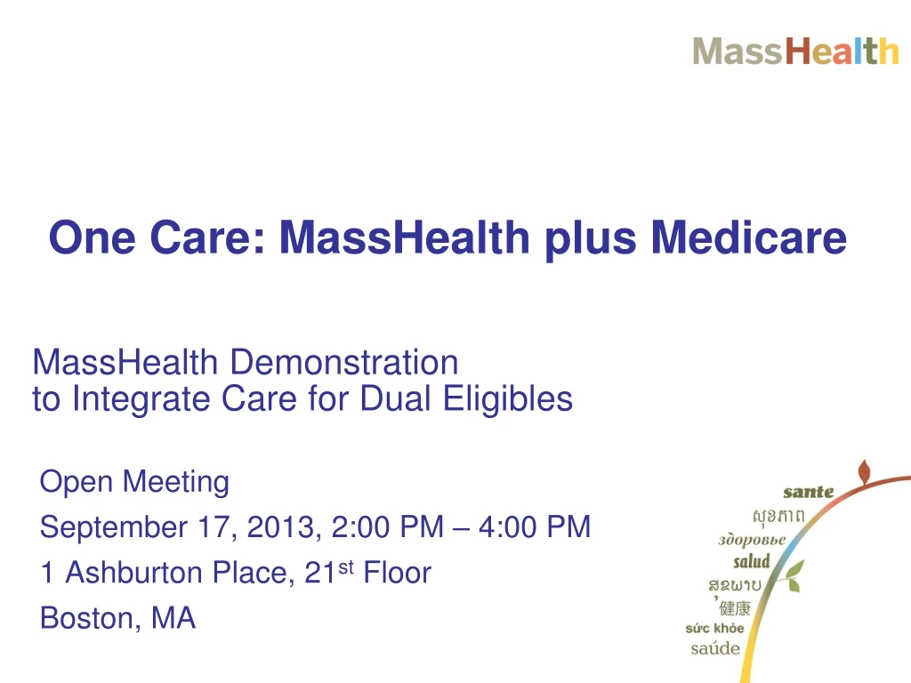 masshealth demonstration to integrate care for dual eligibles