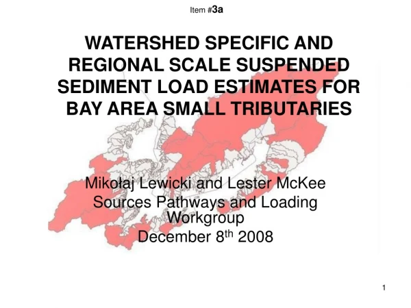 Miko ł aj Lewicki and Lester McKee Sources Pathways and Loading Workgroup December 8 th  2008