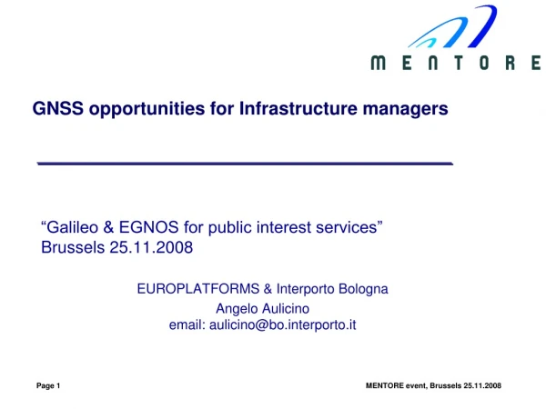 GNSS opportunities for Infrastructure managers