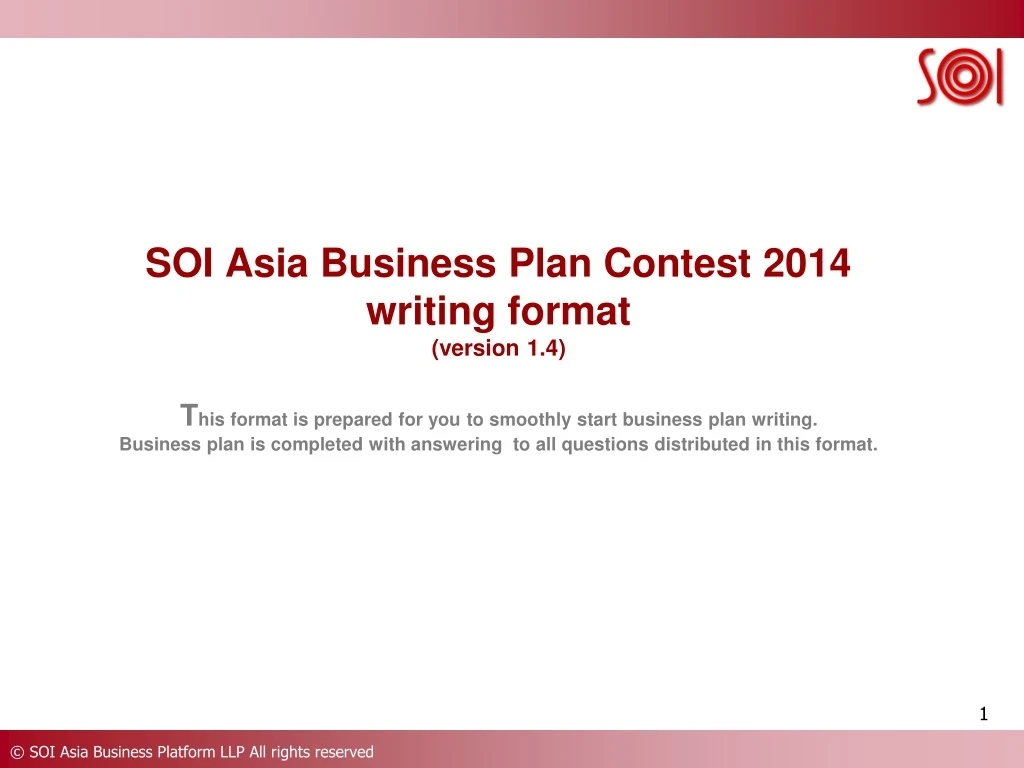 soi asia business plan contest 2014 writing