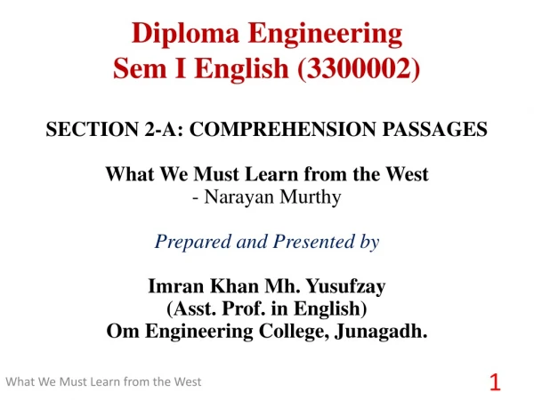Diploma Engineering  Sem  I English ( 3300002)