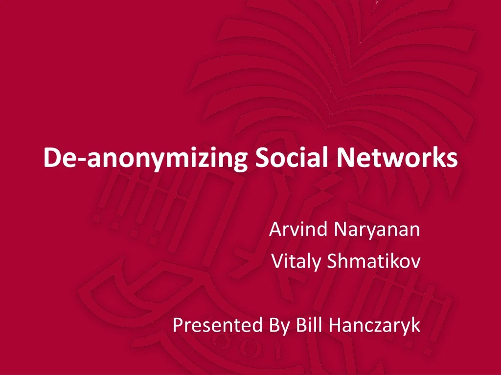 de anonymizing social networks