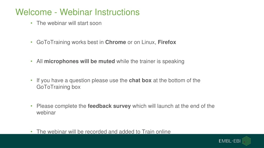 welcome webinar instructions