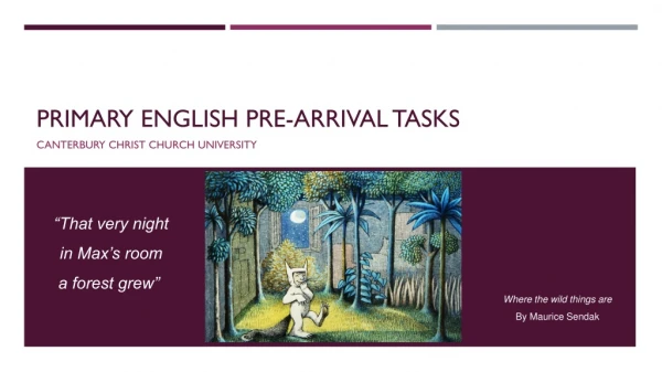 Primary English pre-arrival tasks