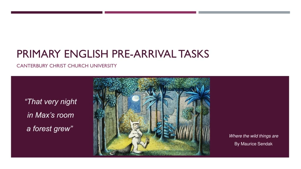 primary english pre arrival tasks