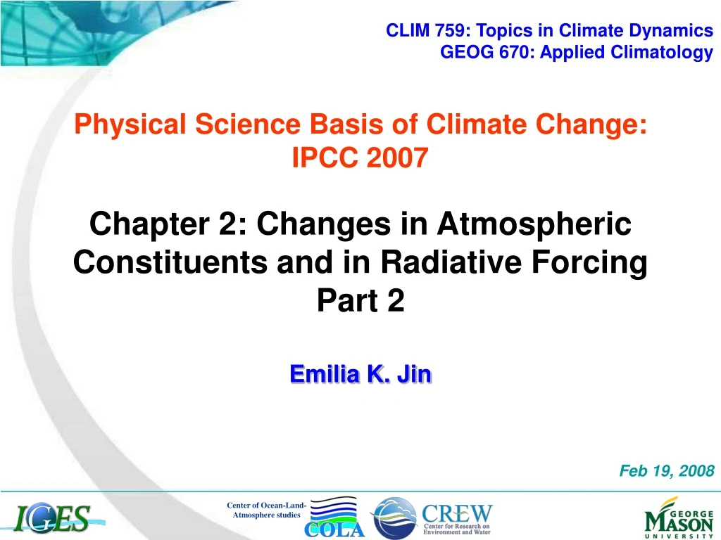 physical science basis of climate change ipcc 2007