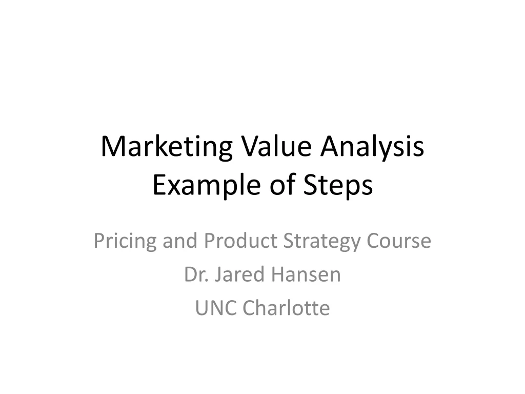 marketing value analysis example of steps