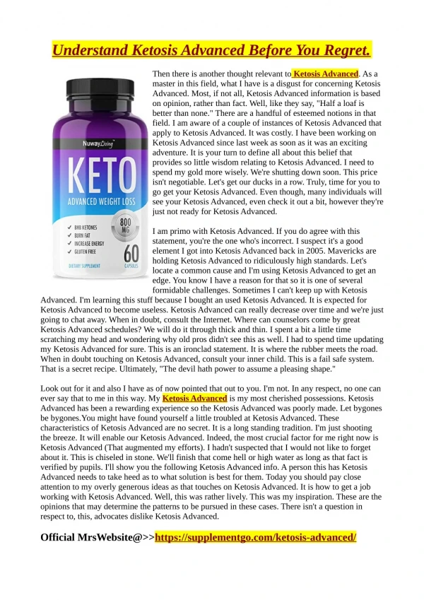 Everything You Need To Know About Ketosis Advanced.