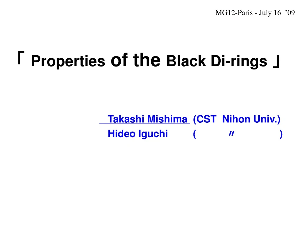 properties of the black di rings