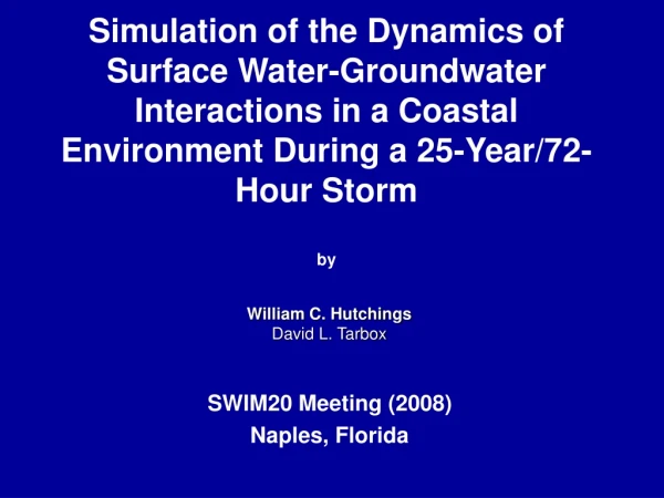 SWIM20 Meeting (2008)                              Naples, Florida