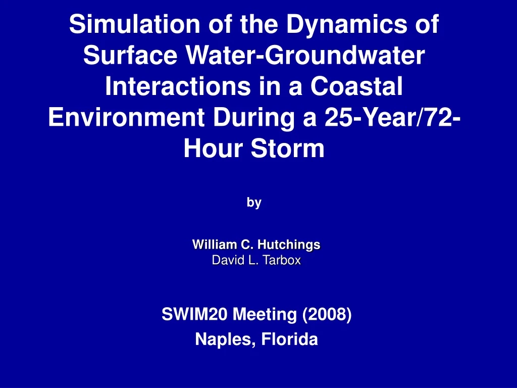 simulation of the dynamics of surface water