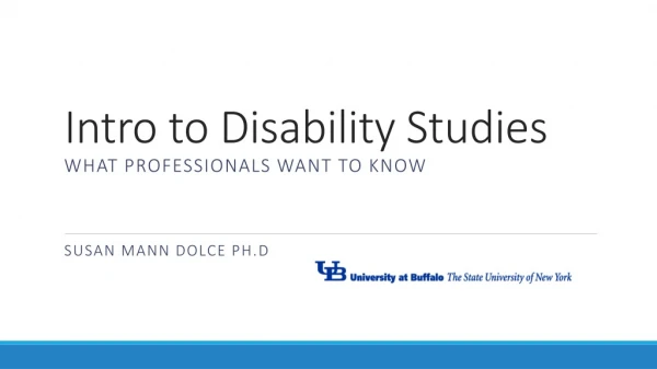 Intro to Disability  Studies What Professionals Want to Know