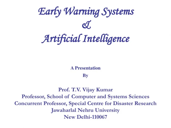 Early Warning Systems  &amp; Artificial Intelligence