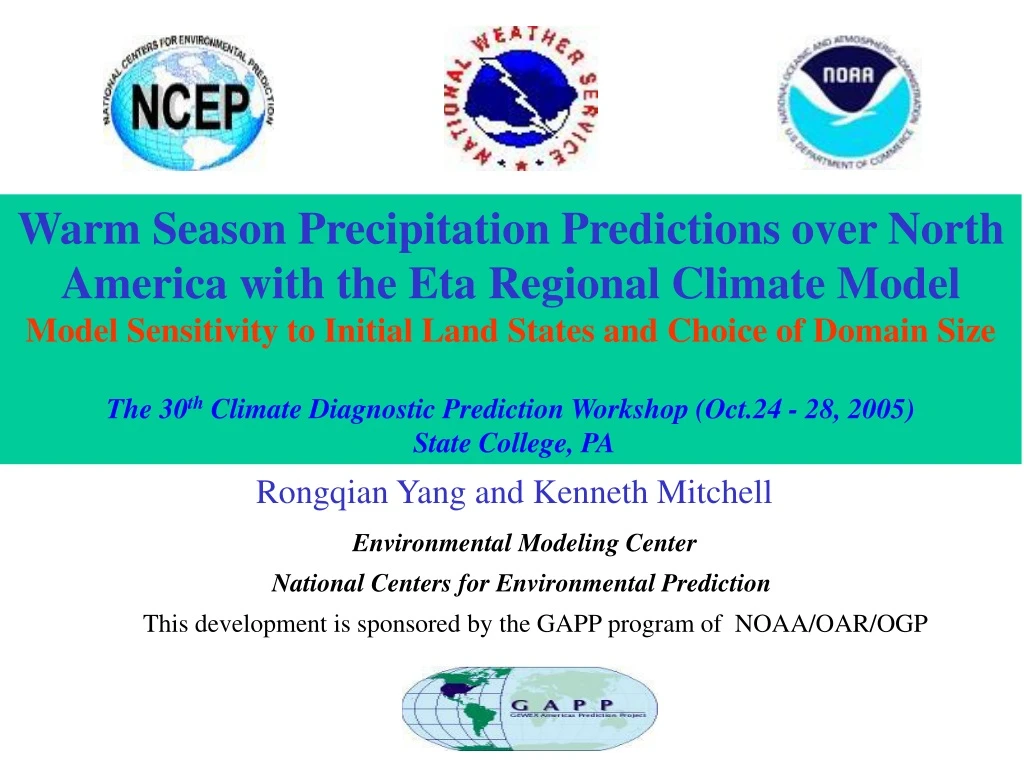 warm season precipitation predictions over north