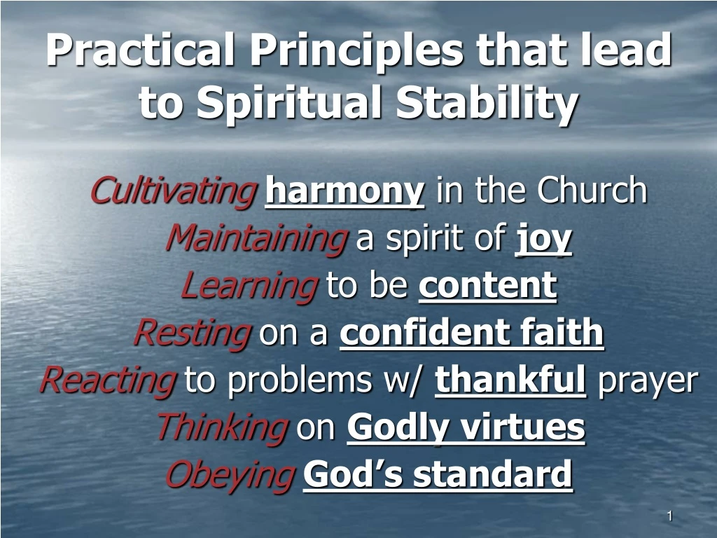 practical principles that lead to spiritual stability