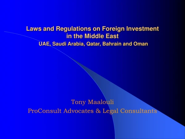 Tony Maalouli ProConsult Advocates &amp; Legal Consultants