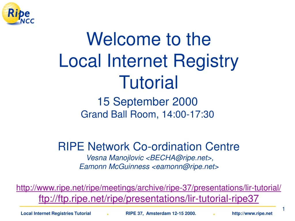 welcome to the local internet registry tutorial