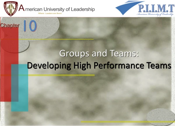 Groups and Teams: Developing High Performance Teams