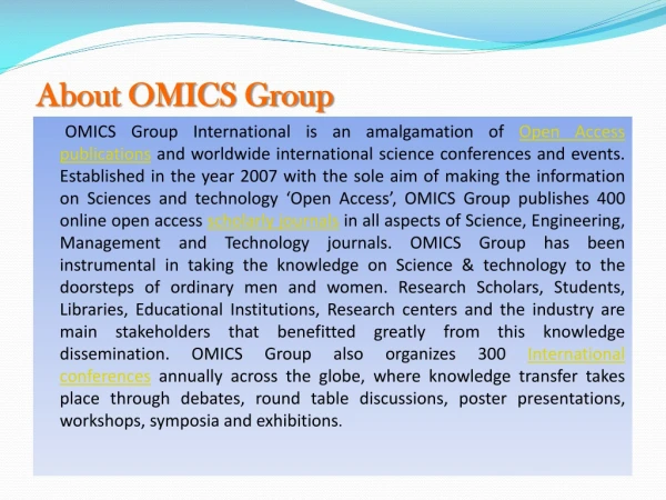 About OMICS Group