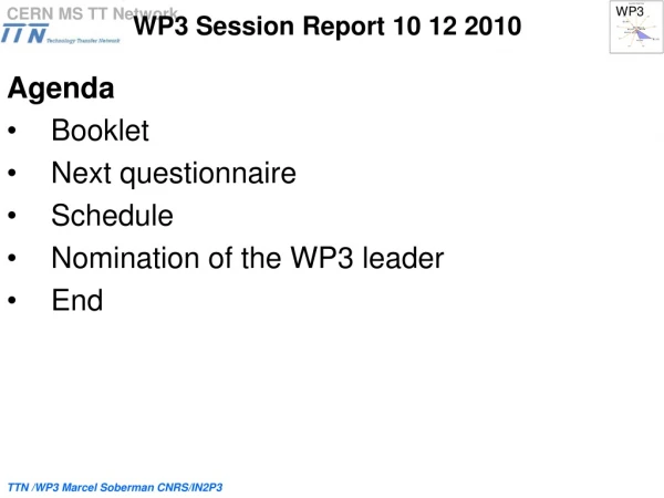 WP3 Session Report 10 12 2010