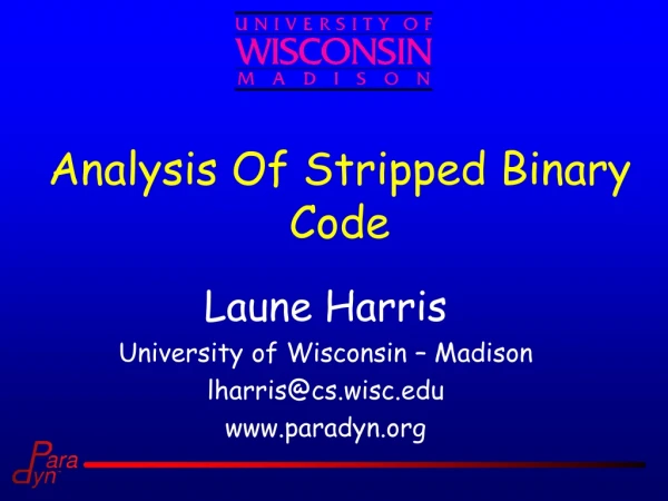 Analysis Of Stripped Binary Code