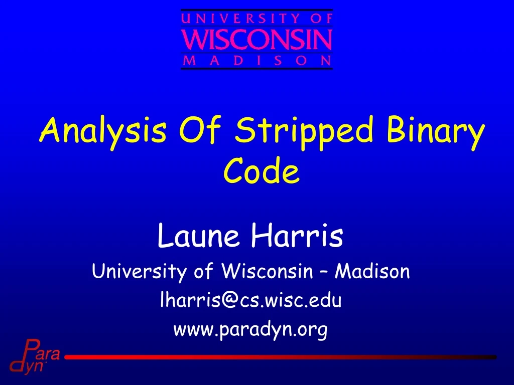analysis of stripped binary code