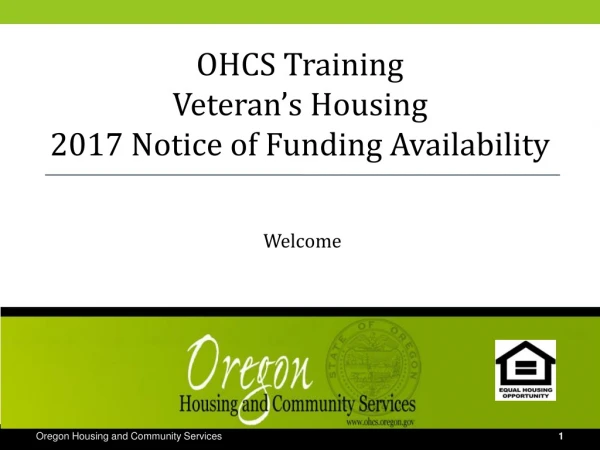 OHCS Training Veteran’s Housing 2017 Notice of Funding Availability