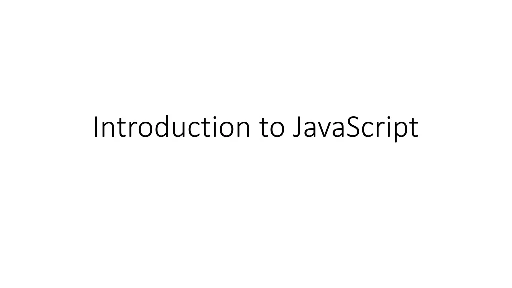 introduction to javascript