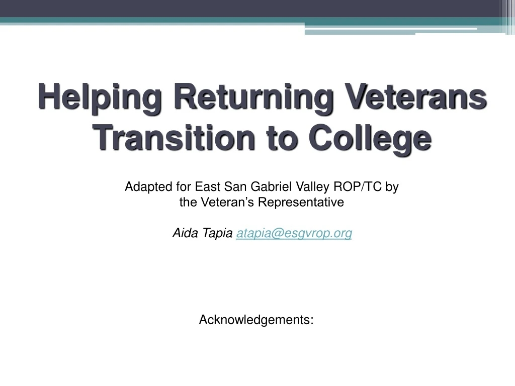 helping returning veterans transition to college