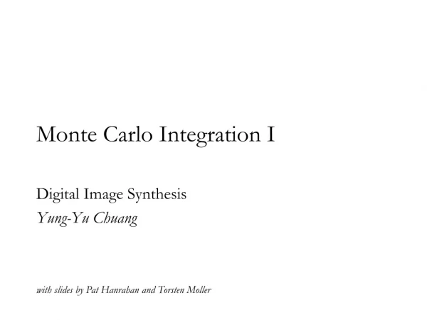 Monte Carlo Integration I