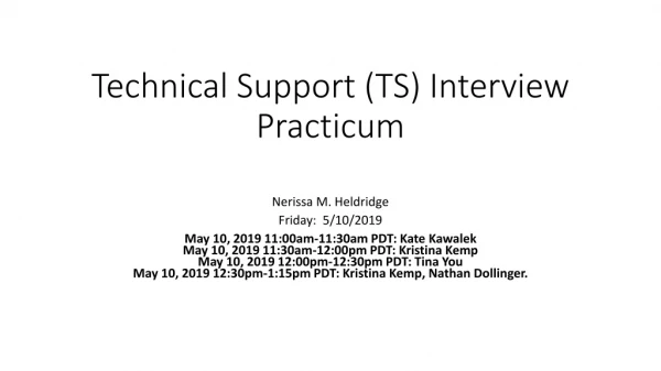 Technical Support (TS) Interview Practicum