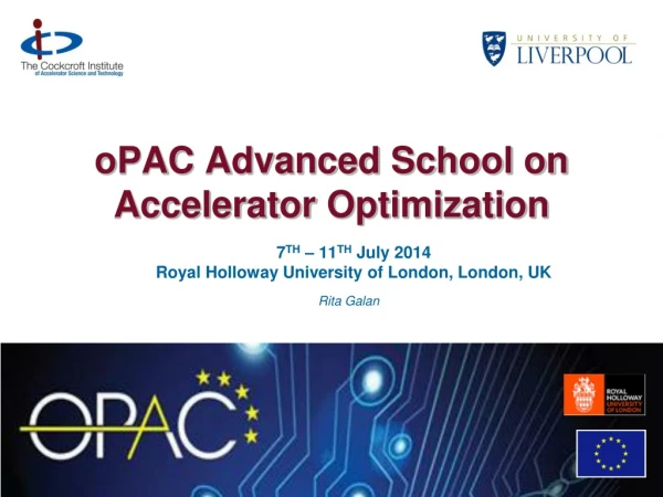 oPAC  Advanced School on Accelerator  Optimization