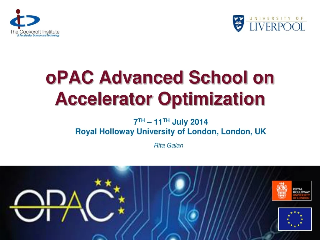 opac advanced school on accelerator optimization