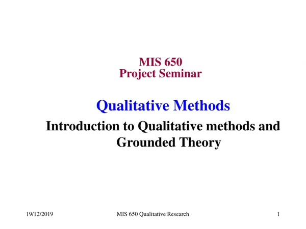 MIS 650 Project Seminar