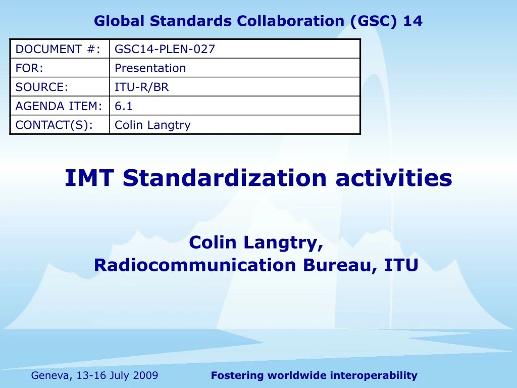 imt standardization activities