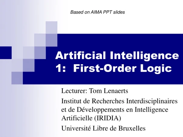 Artificial Intelligence 1:  First-Order Logic