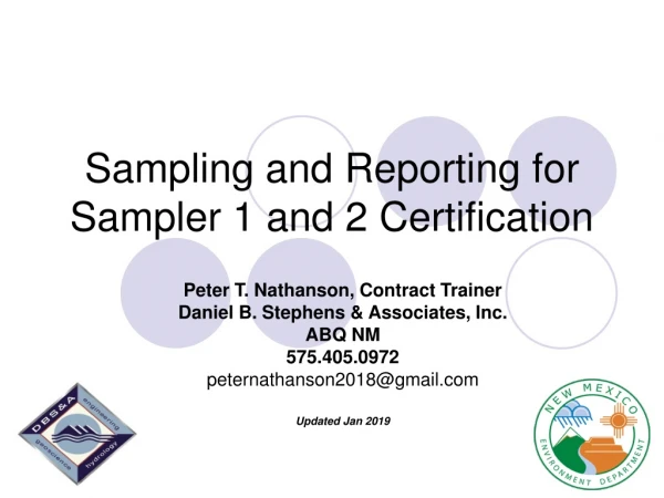 Sampling and Reporting for Sampler 1 and 2 Certification