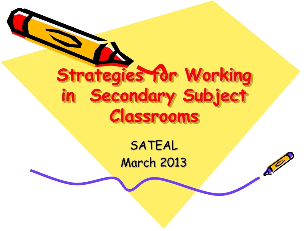 strategies for working in secondary subject classrooms