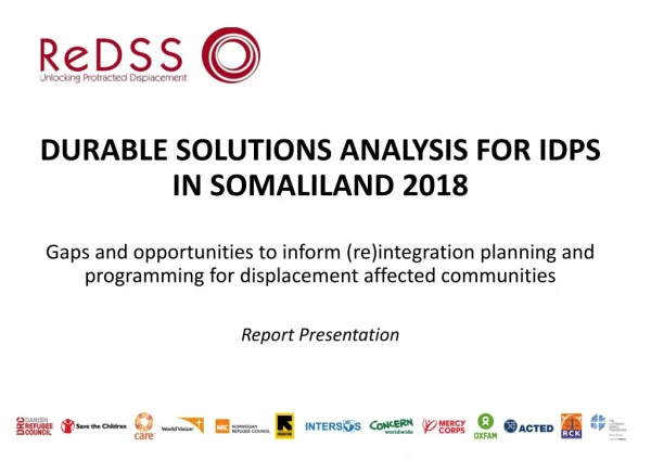 DURABLE SOLUTIONS ANALYSIS FOR IDPS  IN SOMALILAND 2018